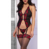 Chilirose Corset Fiona Noir-Rouge